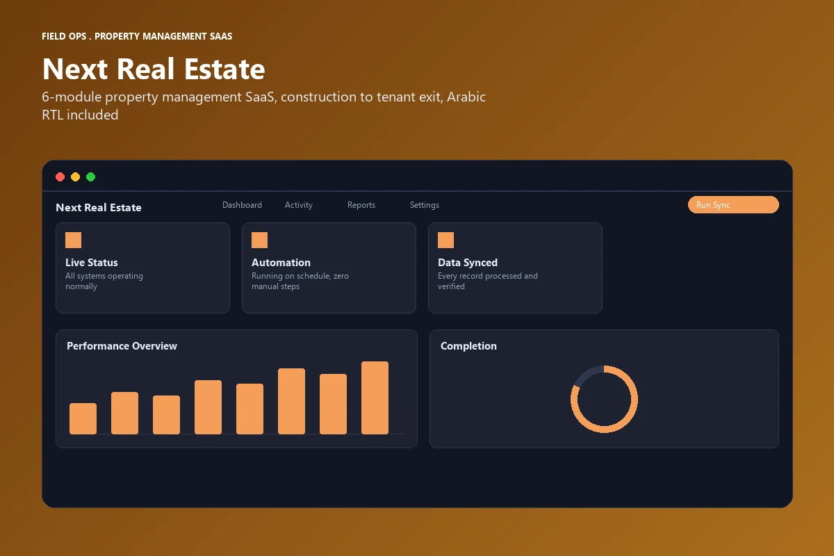 Next Real Estate: 6-Module Property Management SaaS, Construction to Tenant Exit, Arabic RTL Included